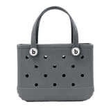 Maxbell 2xHole Bag Waterproof Washable Fashion Open Tote Bag for Shopping Travel Beach Gray