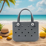 Maxbell 3xHole Bag Waterproof Washable Fashion Open Tote Bag for Shopping Travel Beach Gray