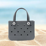 Maxbell 2xHole Bag Waterproof Washable Fashion Open Tote Bag for Shopping Travel Beach Gray