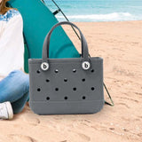 Maxbell 3xHole Bag Waterproof Washable Fashion Open Tote Bag for Shopping Travel Beach Gray