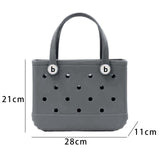 Maxbell 2xHole Bag Waterproof Washable Fashion Open Tote Bag for Shopping Travel Beach Gray