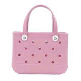 Maxbell 2xHole Bag Waterproof Washable Fashion Open Tote Bag for Shopping Travel Beach Pink