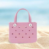 Maxbell 3xHole Bag Waterproof Washable Fashion Open Tote Bag for Shopping Travel Beach Pink