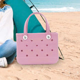 Maxbell 3xHole Bag Waterproof Washable Fashion Open Tote Bag for Shopping Travel Beach Pink