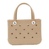Maxbell 3xHole Bag Waterproof Washable Fashion Open Tote Bag for Shopping Travel Beach Khaki