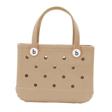 Maxbell 3xHole Bag Waterproof Washable Fashion Open Tote Bag for Shopping Travel Beach Khaki