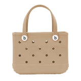 Maxbell 3xHole Bag Waterproof Washable Fashion Open Tote Bag for Shopping Travel Beach Khaki