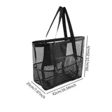 Maxbell Mesh Beach Tote Overnight Bag Storage Shoulder Bag for Work Birthday Vacation Black