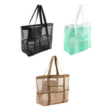 Maxbell Mesh Beach Tote Overnight Bag Storage Shoulder Bag for Work Birthday Vacation Black