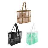 Maxbell Mesh Beach Tote Overnight Bag Storage Shoulder Bag for Work Birthday Vacation Black