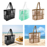 Maxbell Mesh Beach Tote Overnight Bag Storage Shoulder Bag for Work Birthday Vacation Black