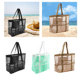 Maxbell Mesh Beach Tote Overnight Bag Storage Shoulder Bag for Work Birthday Vacation Black