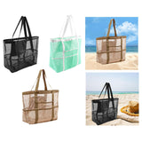 Maxbell Mesh Beach Tote Overnight Bag Storage Shoulder Bag for Work Birthday Vacation Black