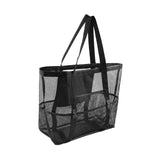 Maxbell Mesh Beach Tote Overnight Bag Storage Shoulder Bag for Work Birthday Vacation Black