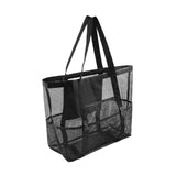 Maxbell Mesh Beach Tote Overnight Bag Storage Shoulder Bag for Work Birthday Vacation Black