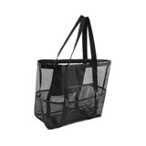 Maxbell Mesh Beach Tote Overnight Bag Storage Shoulder Bag for Work Birthday Vacation Black