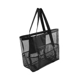 Maxbell Mesh Beach Tote Overnight Bag Storage Shoulder Bag for Work Birthday Vacation Black