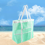 Maxbell Mesh Beach Tote Overnight Bag Storage Shoulder Bag for Work Birthday Vacation Green