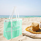 Maxbell Mesh Beach Tote Overnight Bag Storage Shoulder Bag for Work Birthday Vacation Green