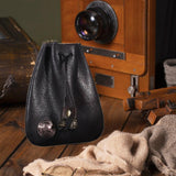 Maxbell Mini Drawstring Bag Vintage Style Coin Pouch Hanging for Men Women Waist Bag Black