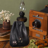 Maxbell Mini Drawstring Bag Vintage Style Coin Pouch Hanging for Men Women Waist Bag Black