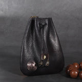 Maxbell Mini Drawstring Bag Vintage Style Coin Pouch Hanging for Men Women Waist Bag Black