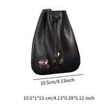 Maxbell Mini Drawstring Bag Vintage Style Coin Pouch Hanging for Men Women Waist Bag Black