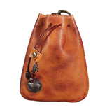 Maxbell Mini Drawstring Bag Vintage Style Coin Pouch Hanging for Men Women Waist Bag Brown