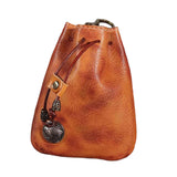 Maxbell Mini Drawstring Bag Vintage Style Coin Pouch Hanging for Men Women Waist Bag Brown
