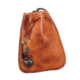 Maxbell Mini Drawstring Bag Vintage Style Coin Pouch Hanging for Men Women Waist Bag Brown