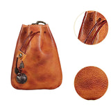 Maxbell Mini Drawstring Bag Vintage Style Coin Pouch Hanging for Men Women Waist Bag Brown