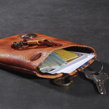 Maxbell Mini Drawstring Bag Vintage Style Coin Pouch Hanging for Men Women Waist Bag Brown