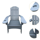 Maxbell Wood Chair with AN Hole to Hold Umbrella Outdoor Indoor for Deck Porch Patio gray