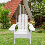 Maxbell Wood Chair with AN Hole to Hold Umbrella Outdoor Indoor for Deck Porch Patio white