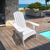 Maxbell Wood Chair with AN Hole to Hold Umbrella Outdoor Indoor for Deck Porch Patio white