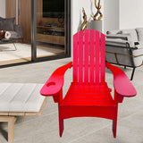 Maxbell Wood Chair with AN Hole to Hold Umbrella Outdoor Indoor for Deck Porch Patio red