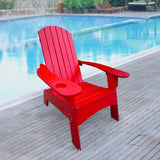 Maxbell Wood Chair with AN Hole to Hold Umbrella Outdoor Indoor for Deck Porch Patio red