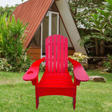 Maxbell Wood Chair with AN Hole to Hold Umbrella Outdoor Indoor for Deck Porch Patio red