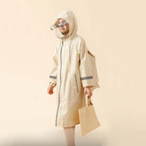 Maxbell Kids Rain Coat Portable Rainwear Outwear for Students Breathable Rain Poncho Beige