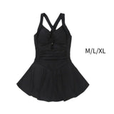 Maxbell Women Swimsuit Trendy Comfortable Beachwear High Waist Crisscross Swim Dress M