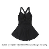 Maxbell Women Swimsuit Trendy Comfortable Beachwear High Waist Crisscross Swim Dress L