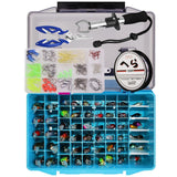 Maxbell Fishing Lures Spinnerbaits Lifelike Tackle Box for Trout Walleye Fly Fishing 145pcs