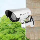 Maxbell Dummy Security Camera with Flashing LED Light Waterproof Dummy Surveillance Silver