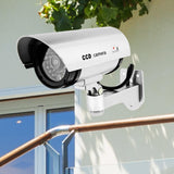 Maxbell Dummy Security Camera with Flashing LED Light Waterproof Dummy Surveillance Silver