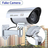 Maxbell Dummy Security Camera with Flashing LED Light Waterproof Dummy Surveillance Silver