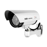 Maxbell Dummy Security Camera with Flashing LED Light Waterproof Dummy Surveillance Silver