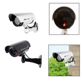 Maxbell Dummy Security Camera with Flashing LED Light Waterproof Dummy Surveillance Silver