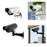 Maxbell Dummy Security Camera with Flashing LED Light Waterproof Dummy Surveillance Silver