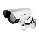 Maxbell Dummy Security Camera with Flashing LED Light Waterproof Dummy Surveillance Silver