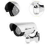 Maxbell Dummy Security Camera with Flashing LED Light Waterproof Dummy Surveillance Silver